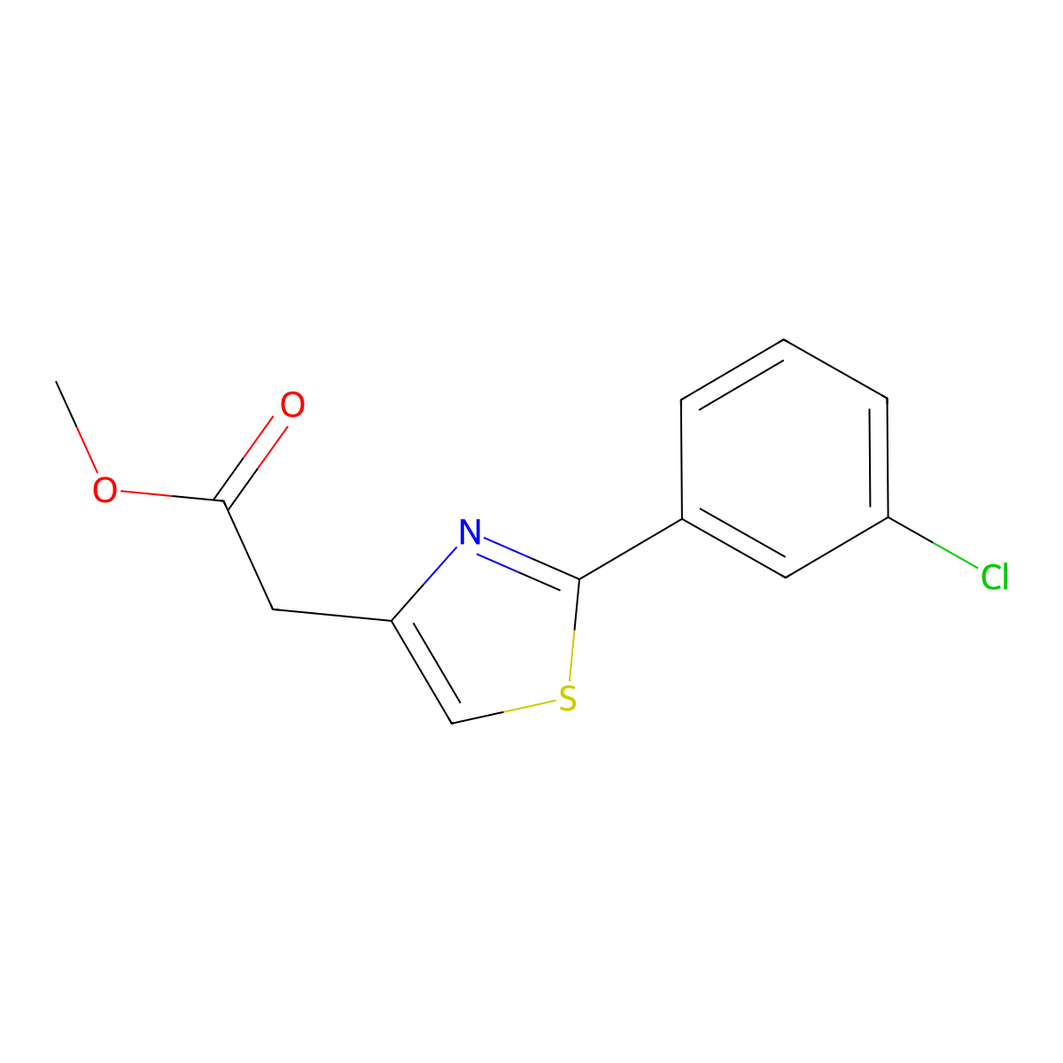 Methyl 2-(2-(3-chlorophenyl)thiazol-4-yl)acetate molecular structure, CAS 1040691-09-5