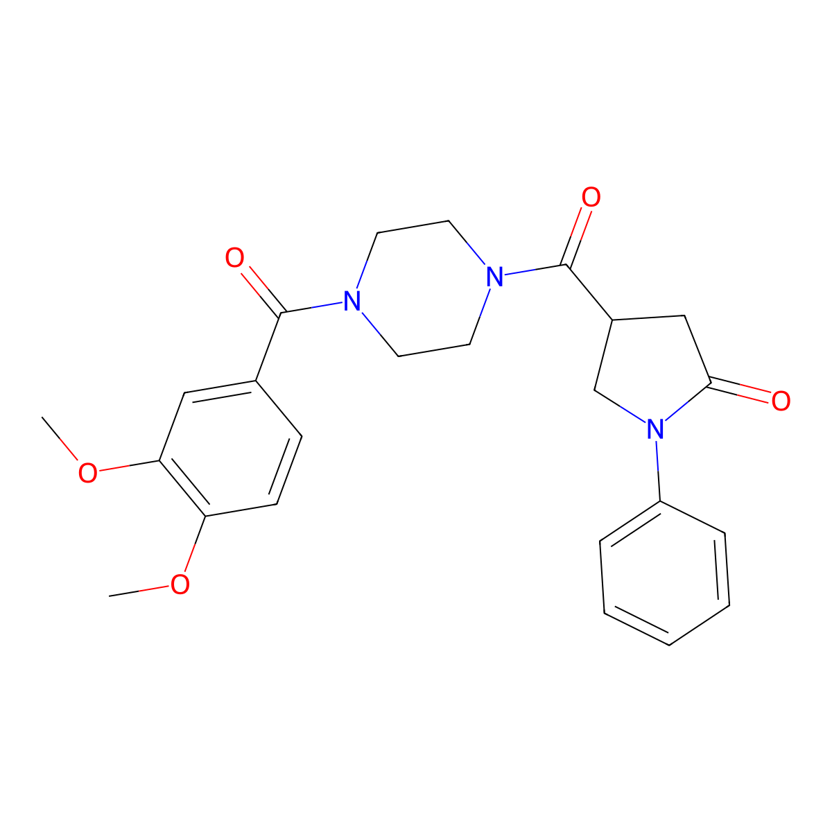 4-({4-[(3,4-Dimethoxyphenyl)carbonyl]piperazin-1-yl}carbonyl)-1-phenylpyrrolidin-2-one molecular structure, CAS 1040691-51-7