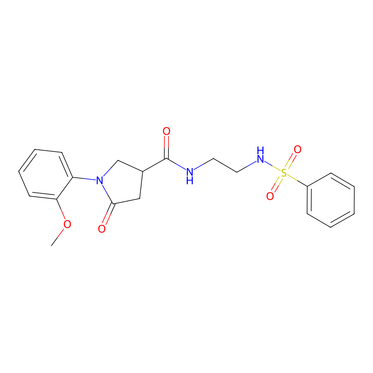 1-(2-methoxyphenyl)-5-oxo-N-{2-[(phenylsulfonyl)amino]ethyl}pyrrolidine-3-carboxamide molecular structure, CAS 1040691-70-0