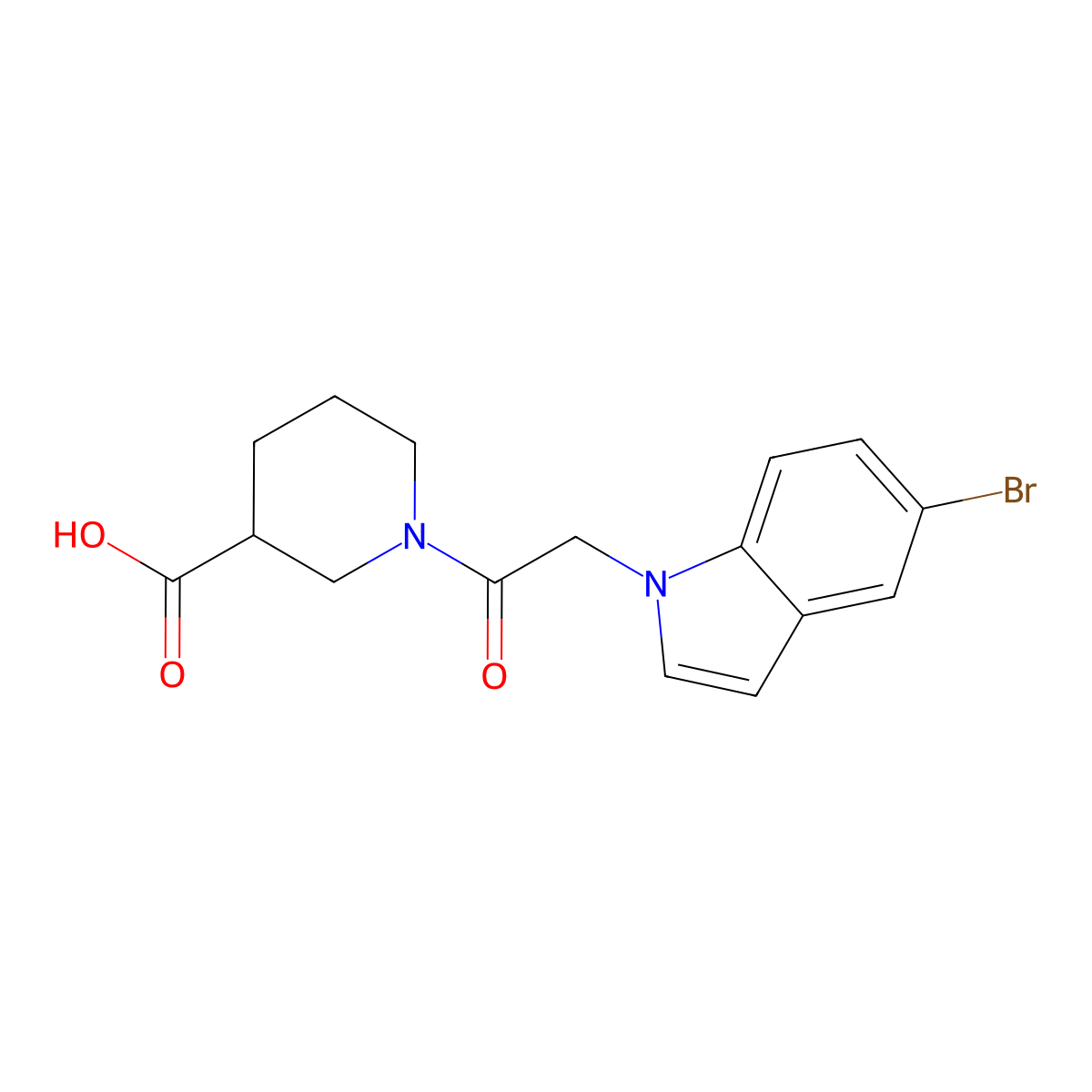 1-[(5-bromo-1H-indol-1-yl)acetyl]piperidine-3-carboxylic acid molecular structure, CAS 1040691-86-8