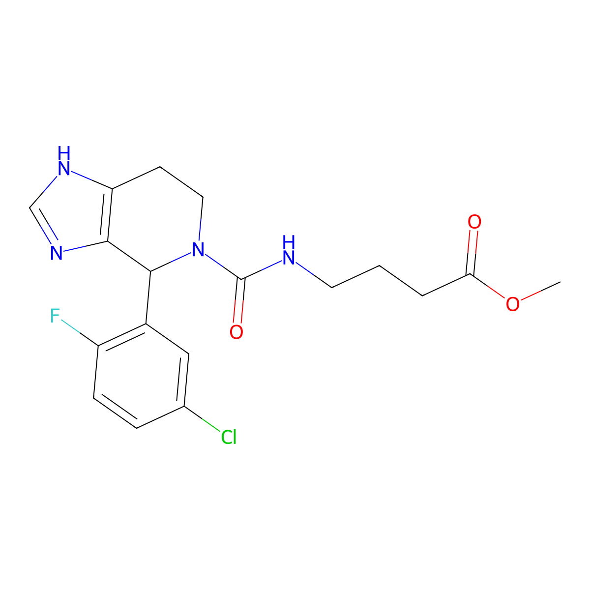 methyl 4-({[4-(5-chloro-2-fluorophenyl)-1,4,6,7-tetrahydro-5H-imidazo[4,5-c]pyridin-5-yl]carbonyl}amino)butanoate molecular structure, CAS 1040692-04-3