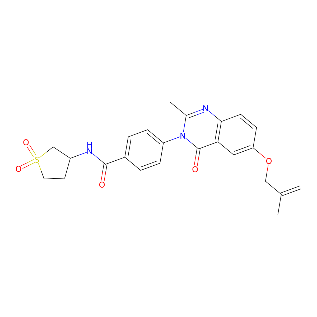 N-(1,1-dioxidotetrahydrothiophen-3-yl)-4-{2-methyl-6-[(2-methylprop-2-en-1-yl)oxy]-4-oxoquinazolin-3(4H)-yl}benzamide molecular structure, CAS 1040692-32-7
