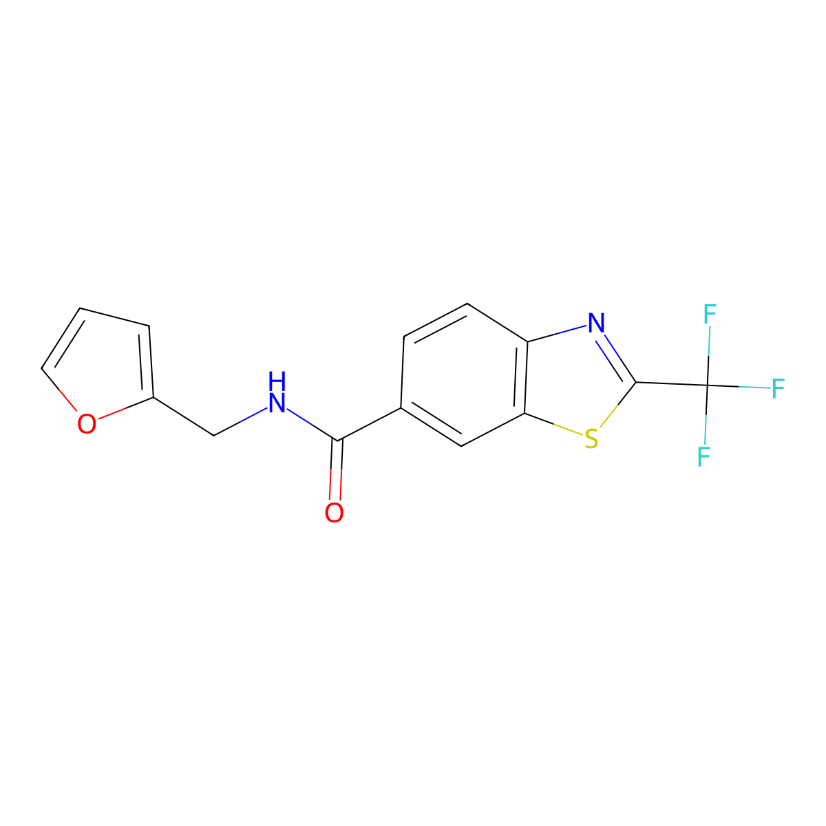N-(furan-2-ylmethyl)-2-(trifluoromethyl)-1,3-benzothiazole-6-carboxamide molecular structure, CAS 1040692-79-2