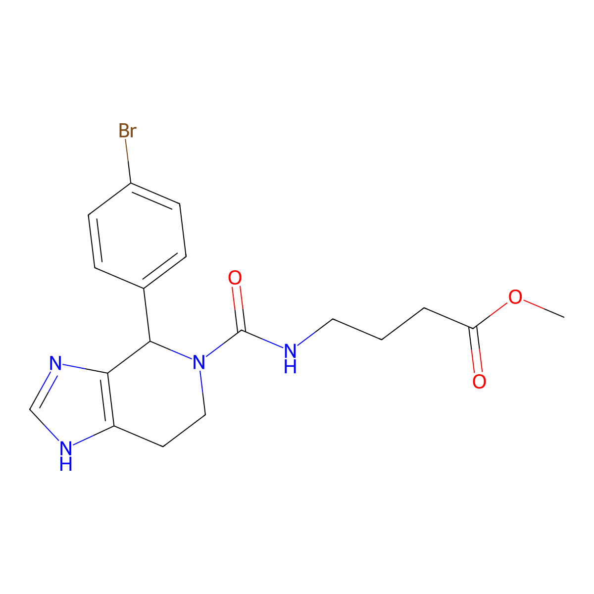 methyl 4-({[4-(4-bromophenyl)-1,4,6,7-tetrahydro-5H-imidazo[4,5-c]pyridin-5-yl]carbonyl}amino)butanoate molecular structure, CAS 1040692-92-9