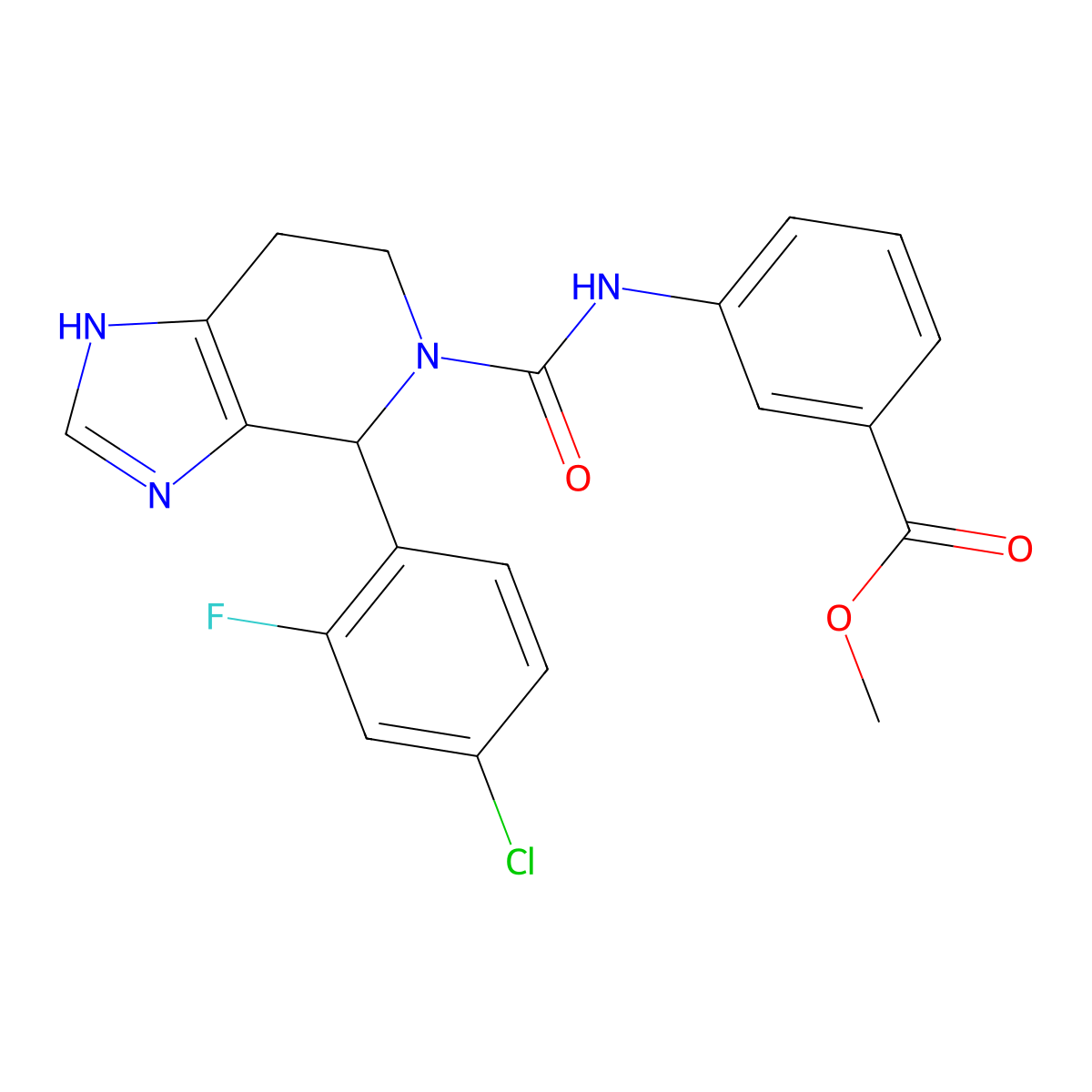 methyl 3-({[4-(4-chloro-2-fluorophenyl)-3,4,6,7-tetrahydro-5H-imidazo[4,5-c]pyridin-5-yl]carbonyl}amino)benzoate molecular structure, CAS 1040692-99-6