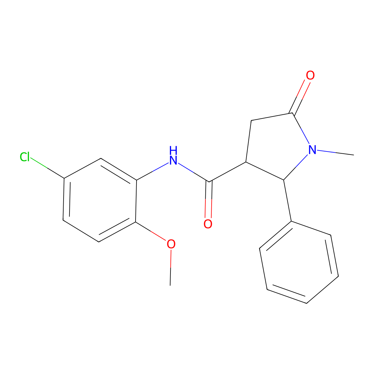 N-(5-chloro-2-methoxyphenyl)-1-methyl-5-oxo-2-phenylpyrrolidine-3-carboxamide molecular structure, CAS 1040693-22-8