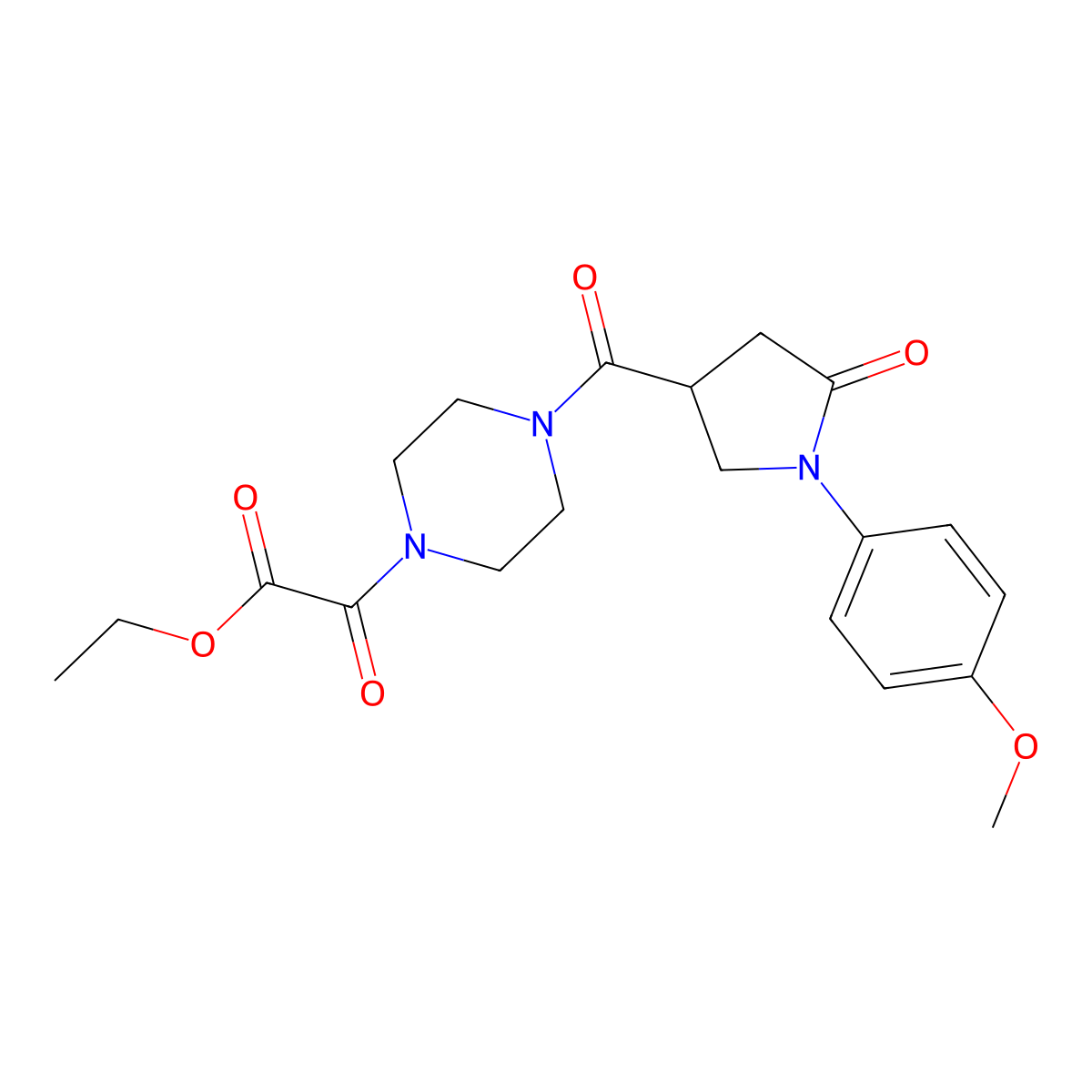 Ethyl (4-{[1-(4-methoxyphenyl)-5-oxopyrrolidin-3-yl]carbonyl}piperazin-1-yl)(oxo)acetate molecular structure, CAS 1040693-33-1
