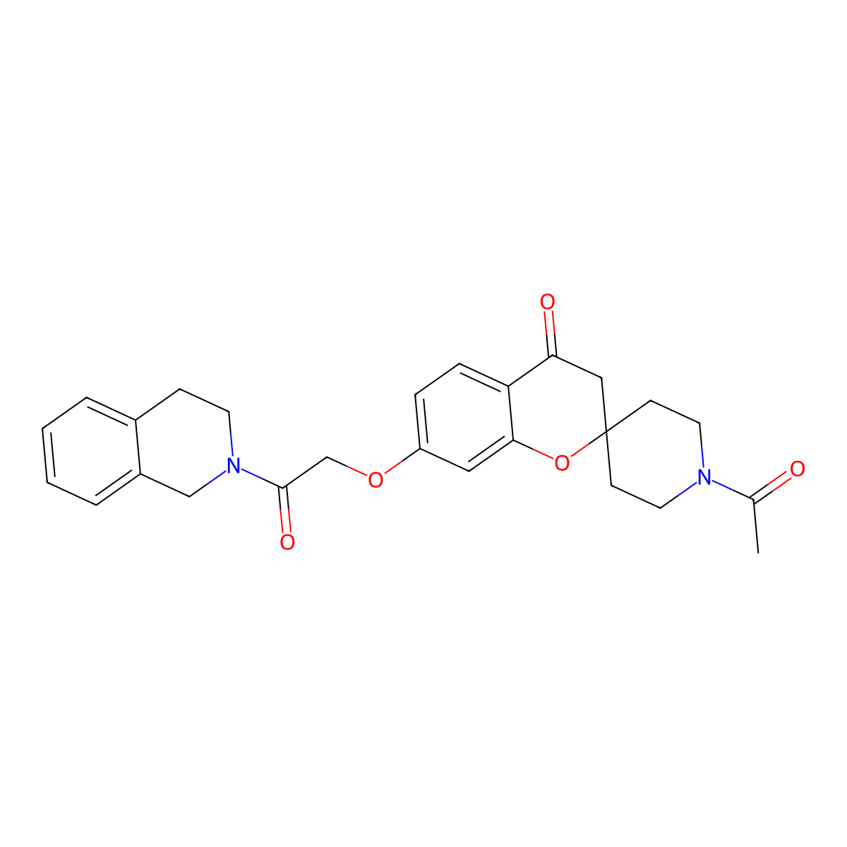 1'-acetyl-7-[2-(3,4-dihydroisoquinolin-2(1H)-yl)-2-oxoethoxy]spiro[chromene-2,4'-piperidin]-4(3H)-one molecular structure, CAS 1040693-69-3