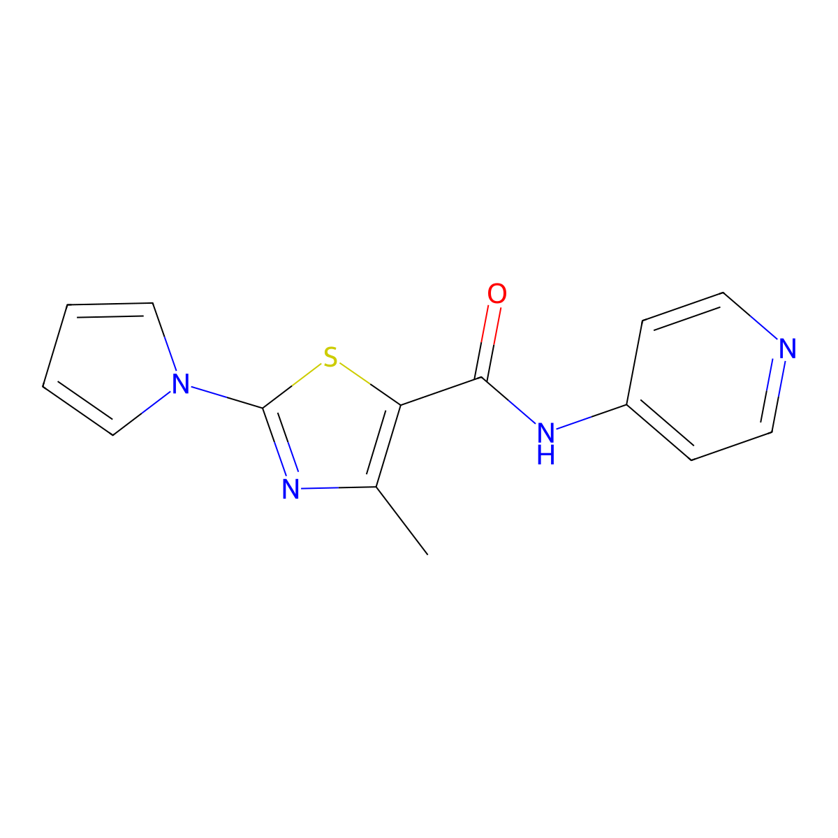 4-methyl-N-(pyridin-4-yl)-2-(1H-pyrrol-1-yl)-1,3-thiazole-5-carboxamide molecular structure, CAS 1040693-94-4
