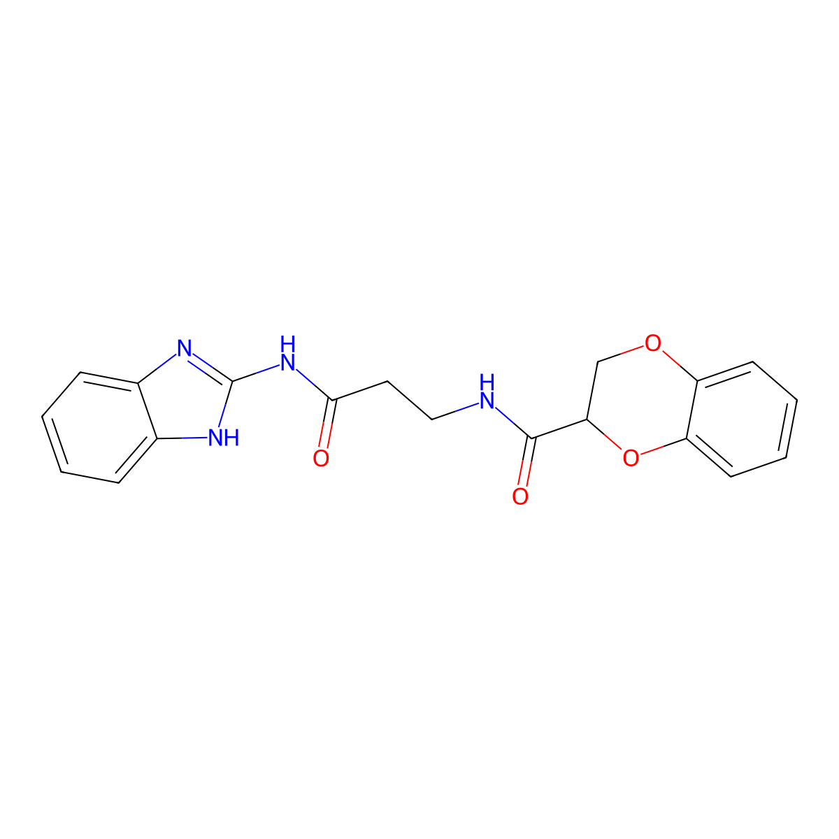 N-[3-(1,3-dihydro-2H-benzimidazol-2-ylideneamino)-3-oxopropyl]-2,3-dihydro-1,4-benzodioxine-2-carboxamide molecular structure, CAS 1040694-56-1