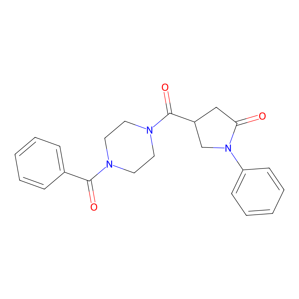 1-Phenyl-4-{[4-(phenylcarbonyl)piperazin-1-yl]carbonyl}pyrrolidin-2-one molecular structure, CAS 1040694-79-8