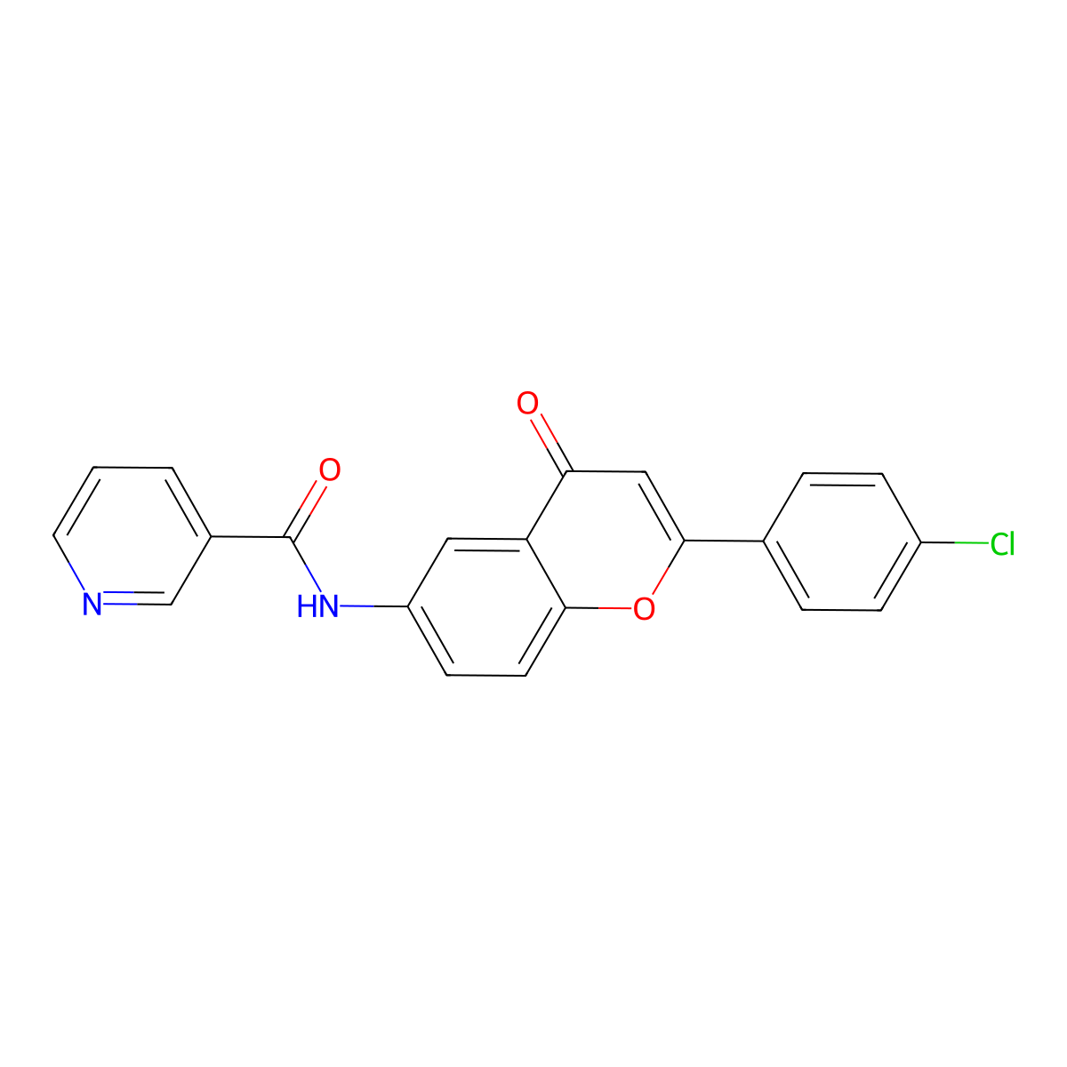 N-[2-(4-chlorophenyl)-4-oxo-4H-chromen-6-yl]pyridine-3-carboxamide molecular structure, CAS 1040695-30-4