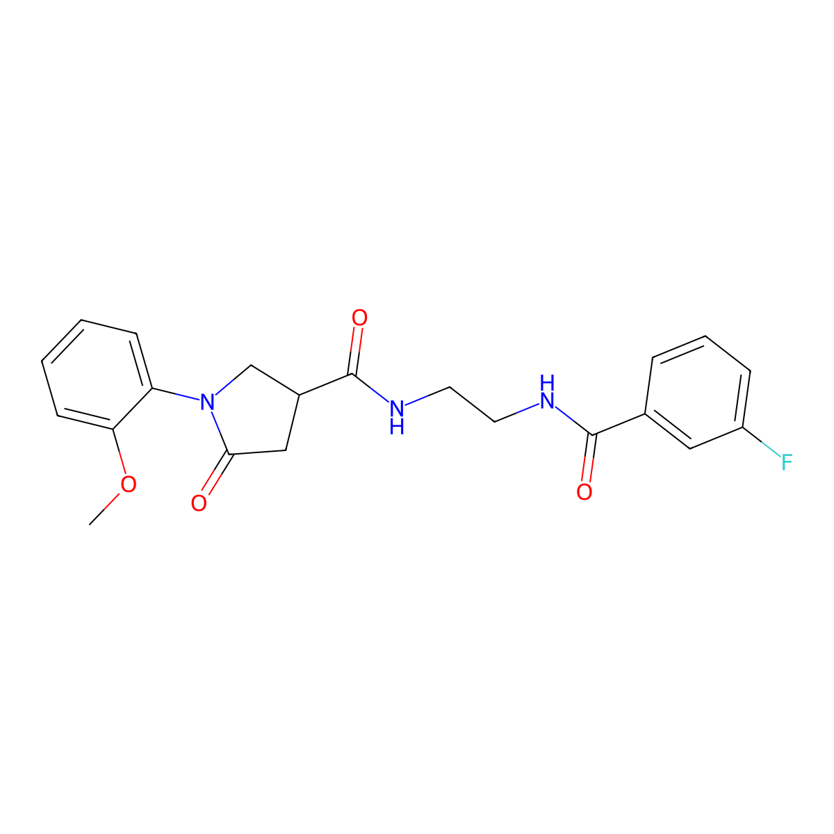 N-(2-{[(3-fluorophenyl)carbonyl]amino}ethyl)-1-(2-methoxyphenyl)-5-oxopyrrolidine-3-carboxamide molecular structure, CAS 1040695-31-5