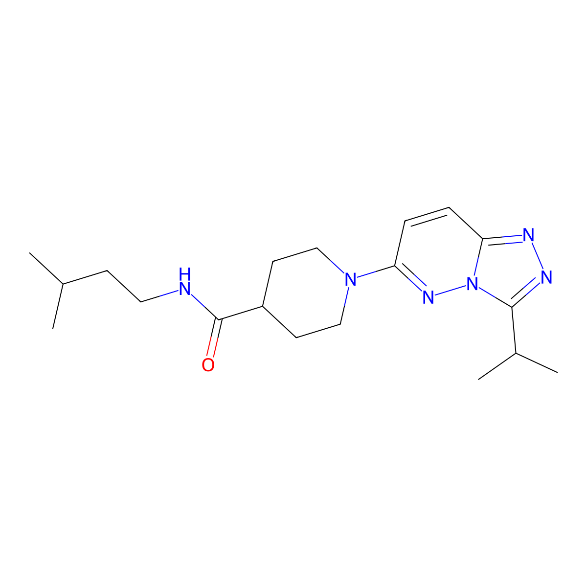 N-(3-methylbutyl)-1-[3-(propan-2-yl)[1,2,4]triazolo[4,3-b]pyridazin-6-yl]piperidine-4-carboxamide molecular structure, CAS 1040695-36-0