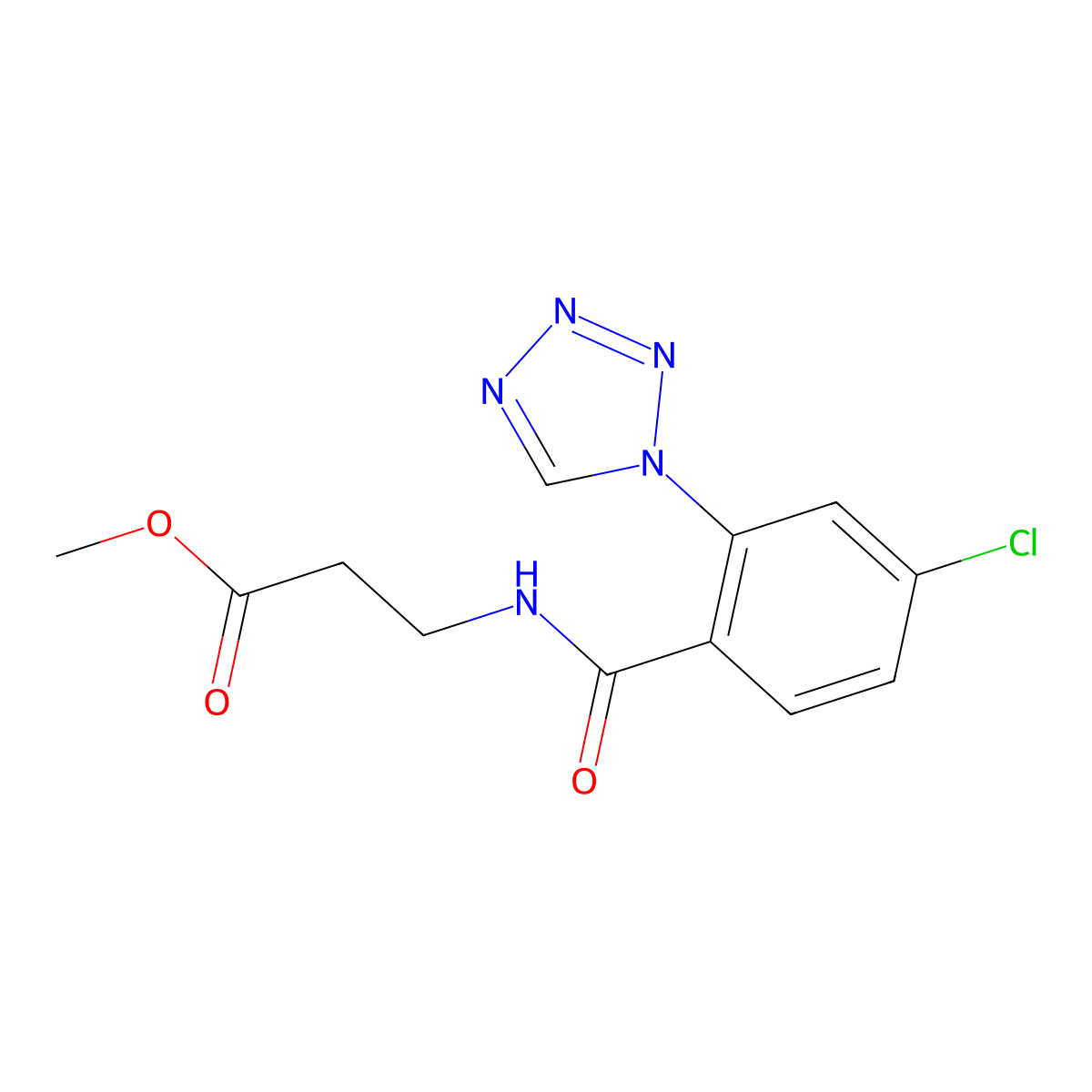 methyl N-[4-chloro-2-(1H-tetrazol-1-yl)benzoyl]-beta-alaninate molecular structure, CAS 1040695-59-7