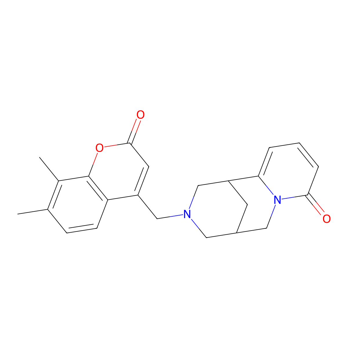 3-((7,8-dimethyl-2-oxo-2H-chromen-4-yl)methyl)-3,4,5,6-tetrahydro-1H-1,5-methanopyrido[1,2-a][1,5]diazocin-8(2H)-one molecular structure, CAS 1040695-76-8