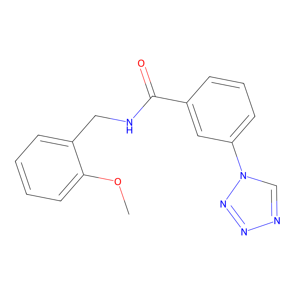 N-(2-methoxybenzyl)-3-(1H-tetrazol-1-yl)benzamide molecular structure, CAS 1040695-87-1
