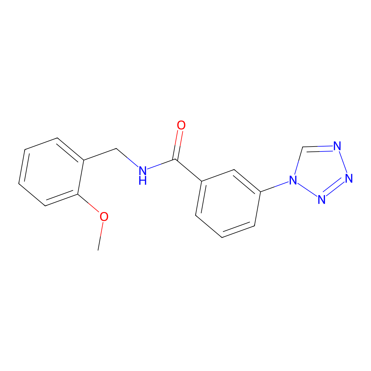 N-(2-methoxybenzyl)-3-(1H-tetrazol-1-yl)benzamide molecular structure, CAS 1040695-87-1