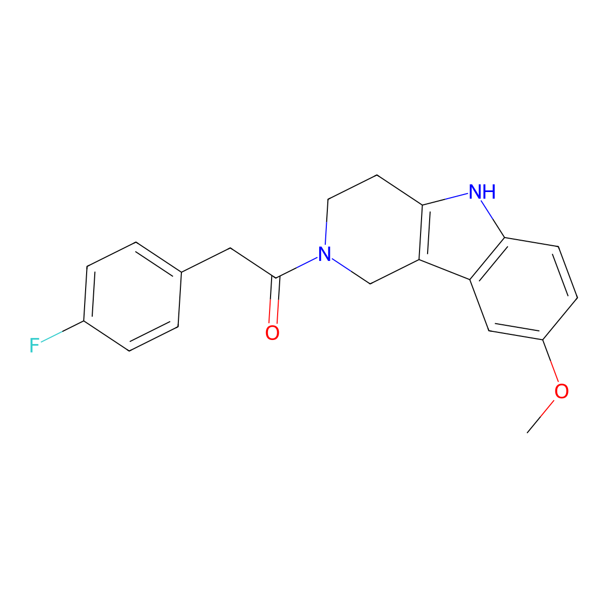 2-(4-fluorophenyl)-1-(8-methoxy-1,3,4,5-tetrahydro-2H-pyrido[4,3-b]indol-2-yl)ethanone molecular structure, CAS 1040696-04-5