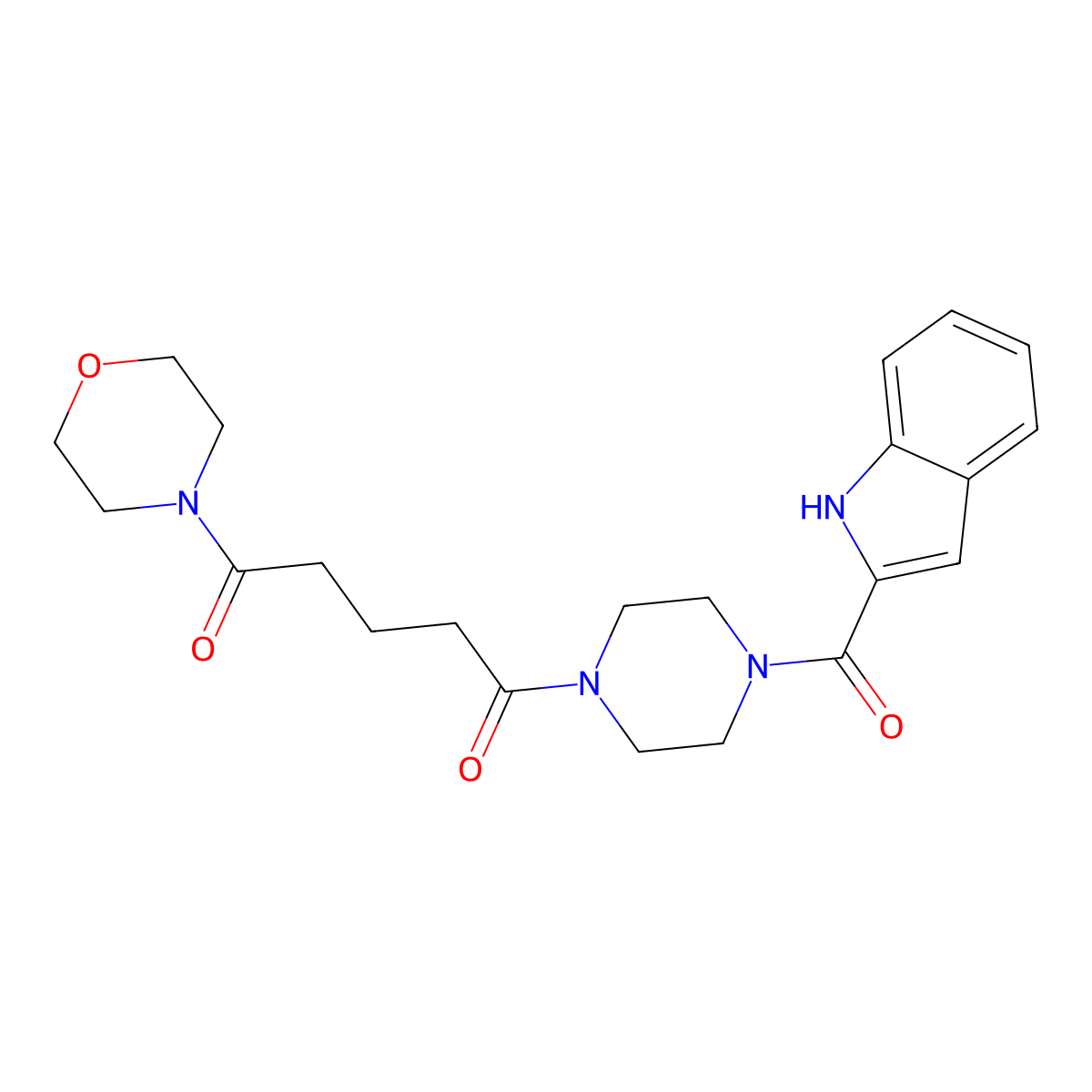 1-[4-(1H-indol-2-ylcarbonyl)piperazin-1-yl]-5-(morpholin-4-yl)pentane-1,5-dione molecular structure, CAS 1040696-16-9