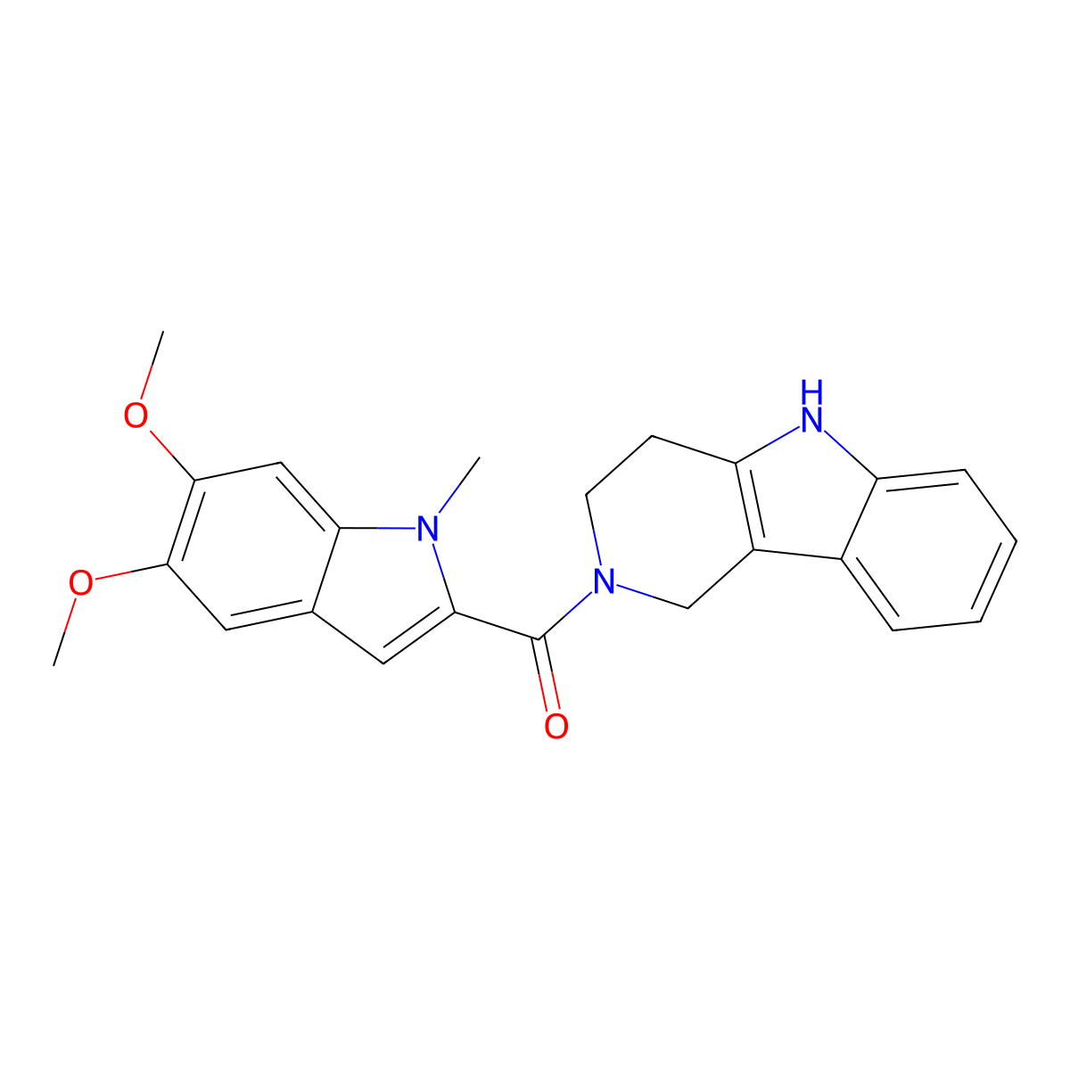 (5,6-dimethoxy-1-methyl-1H-indol-2-yl)(1,3,4,5-tetrahydro-2H-pyrido[4,3-b]indol-2-yl)methanone molecular structure, CAS 1040696-27-2