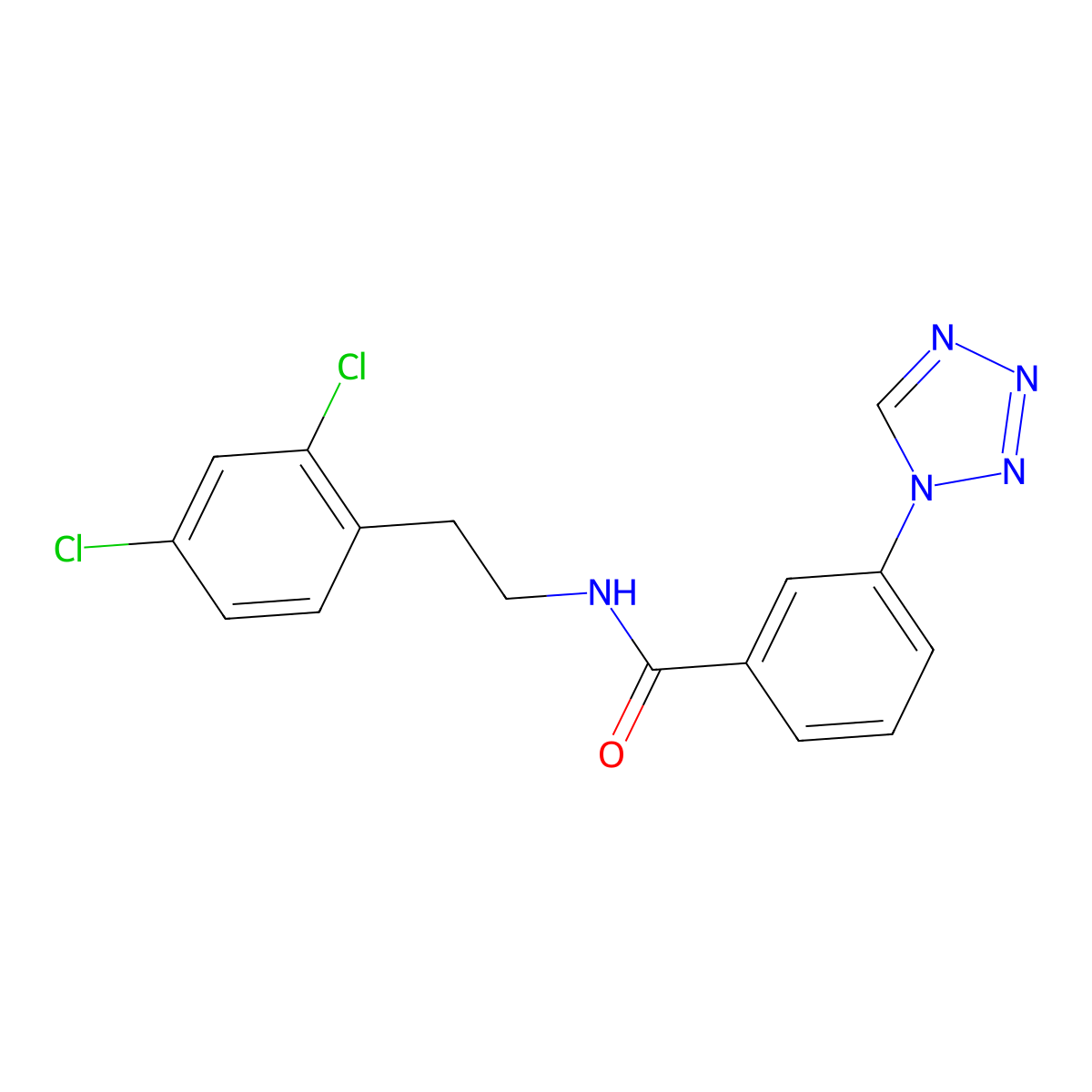 N-[2-(2,4-dichlorophenyl)ethyl]-3-(1H-tetrazol-1-yl)benzamide molecular structure, CAS 1040696-28-3