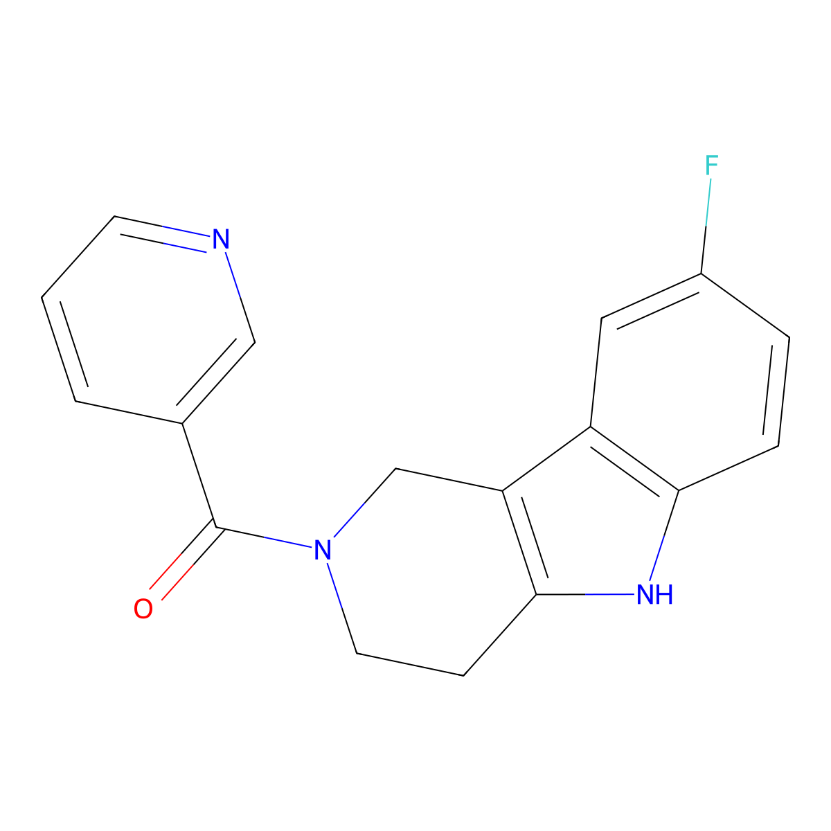 (8-fluoro-1,3,4,5-tetrahydro-2H-pyrido[4,3-b]indol-2-yl)(pyridin-3-yl)methanone molecular structure, CAS 1040696-35-2