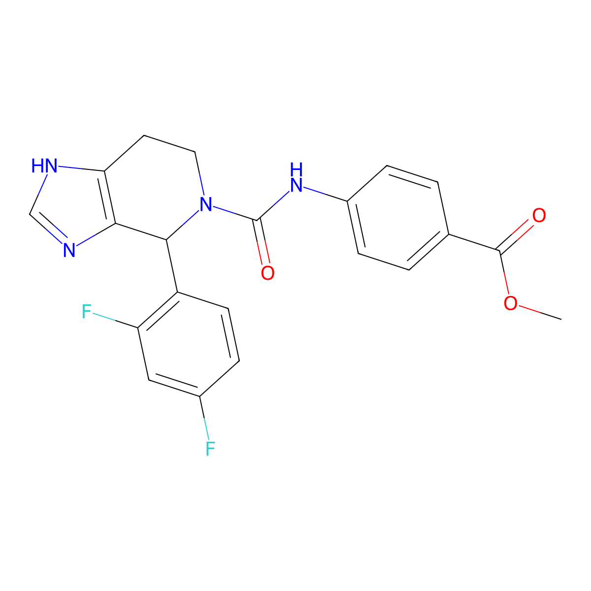 methyl 4-({[4-(2,4-difluorophenyl)-3,4,6,7-tetrahydro-5H-imidazo[4,5-c]pyridin-5-yl]carbonyl}amino)benzoate molecular structure, CAS 1040696-54-5