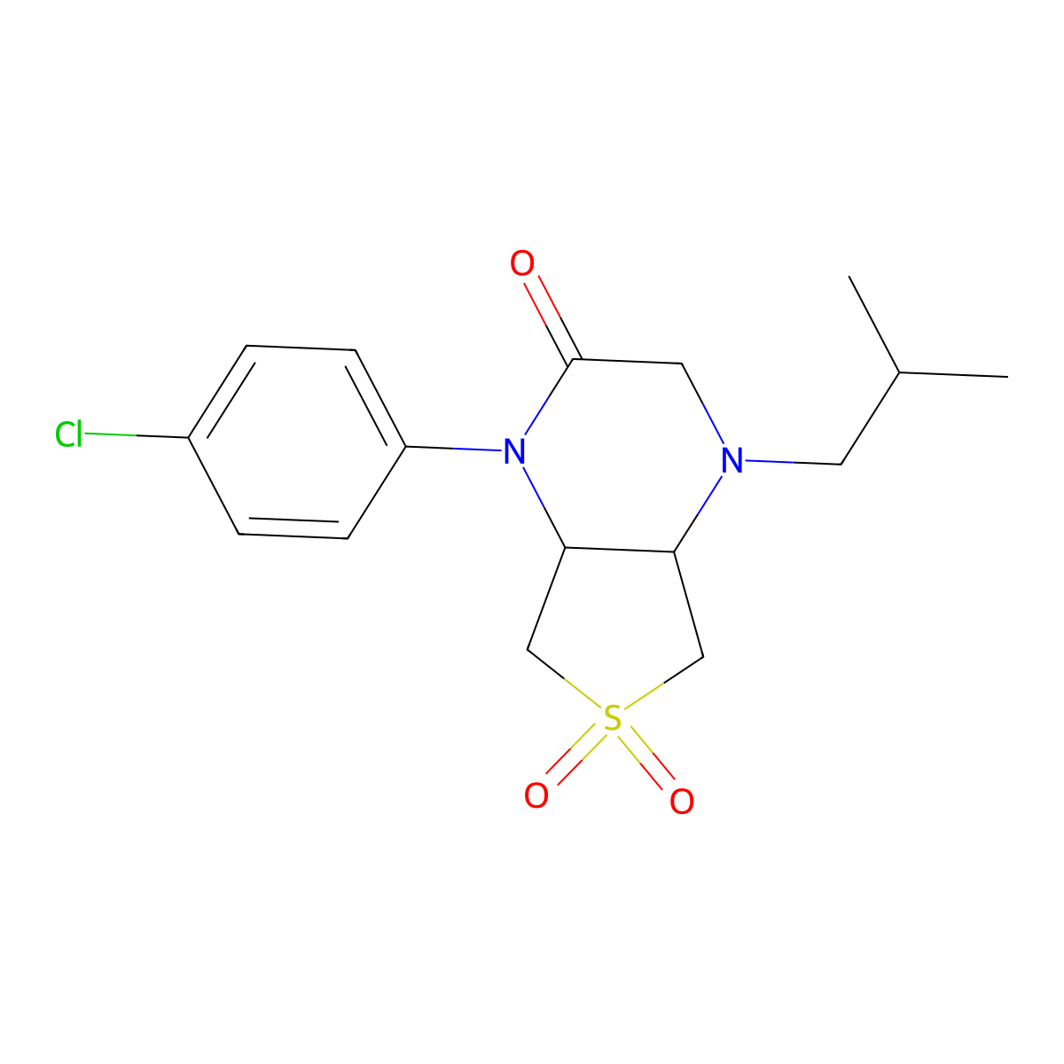 1-(4-chlorophenyl)-4-isobutylhexahydrothieno[3,4-b]pyrazin-2(1H)-one 6,6-dioxide molecular structure, CAS 1040696-55-6