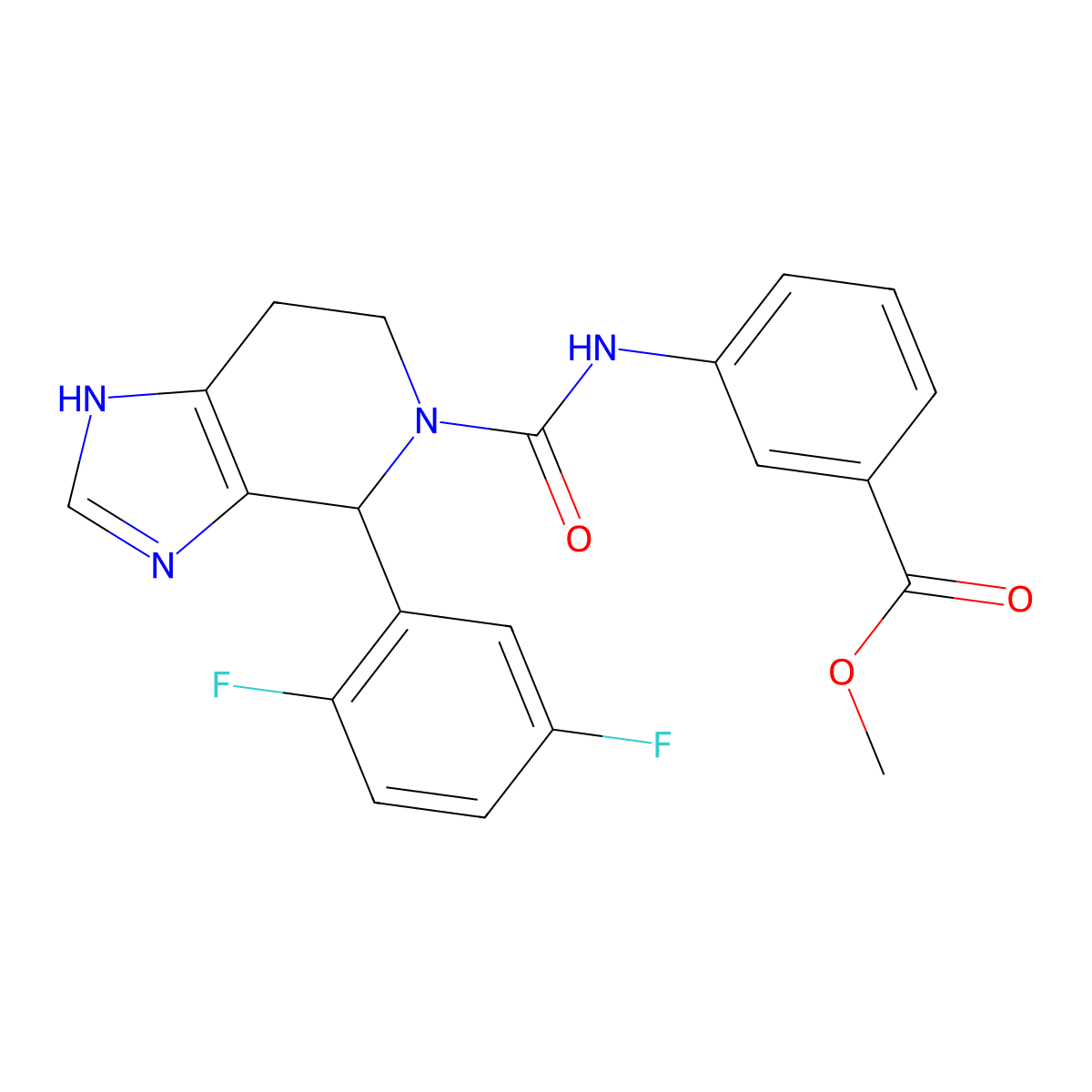 methyl 3-({[4-(2,5-difluorophenyl)-3,4,6,7-tetrahydro-5H-imidazo[4,5-c]pyridin-5-yl]carbonyl}amino)benzoate molecular structure, CAS 1040696-61-4