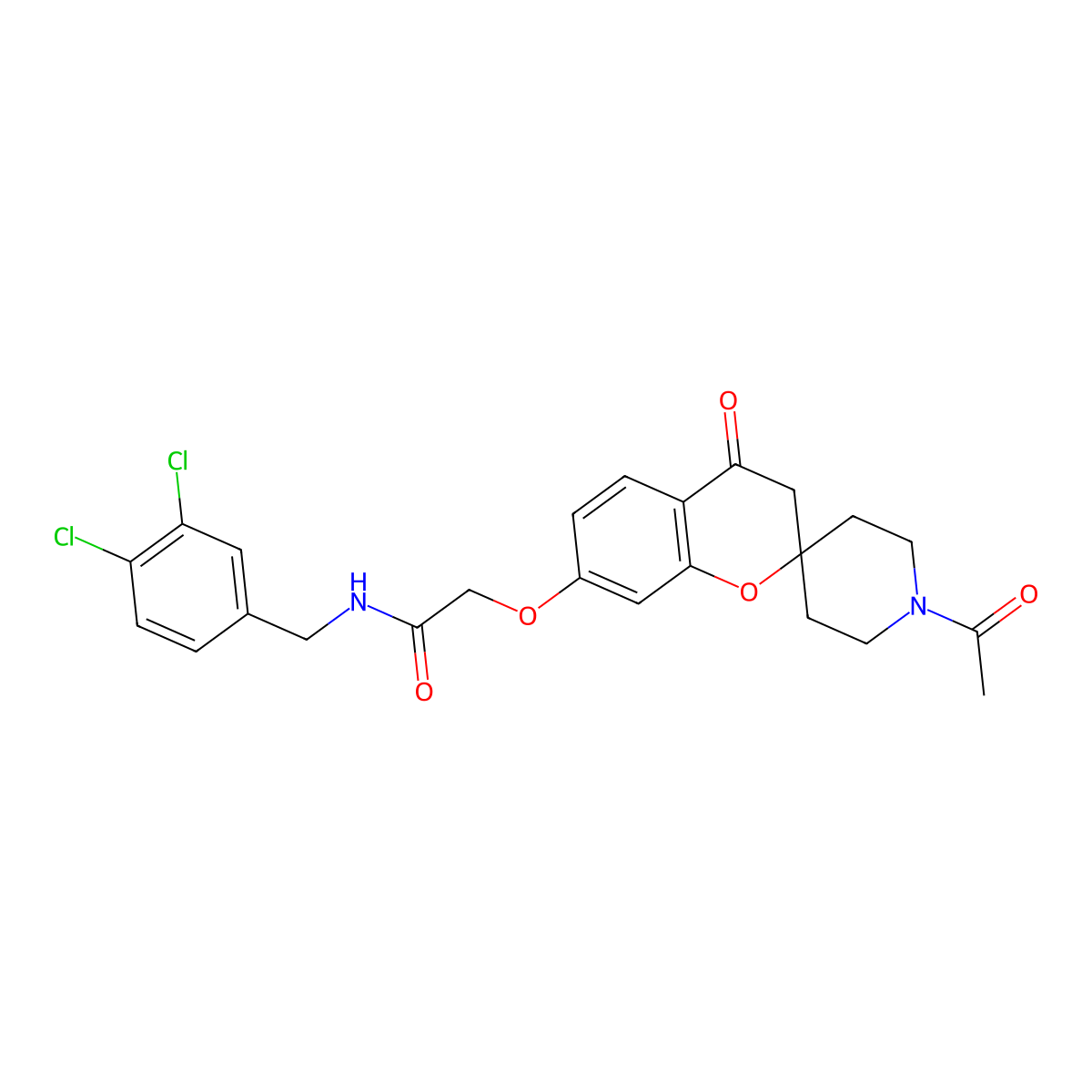 2-[(1'-acetyl-4-oxo-3,4-dihydrospiro[chromene-2,4'-piperidin]-7-yl)oxy]-N-(3,4-dichlorobenzyl)acetamide molecular structure, CAS 1040696-69-2
