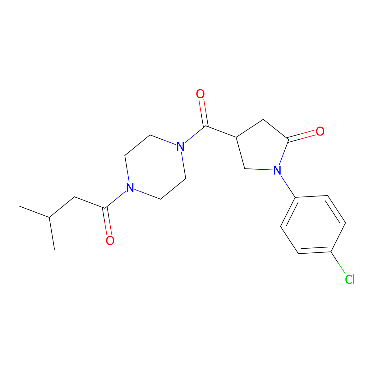 1-(4-Chlorophenyl)-4-{[4-(3-methylbutanoyl)piperazin-1-yl]carbonyl}pyrrolidin-2-one molecular structure, CAS 1040696-73-8