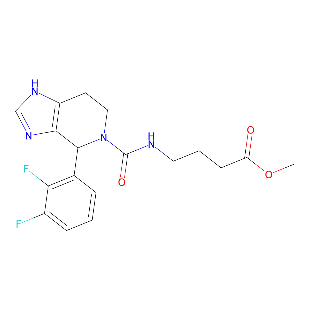 methyl 4-({[4-(2,3-difluorophenyl)-1,4,6,7-tetrahydro-5H-imidazo[4,5-c]pyridin-5-yl]carbonyl}amino)butanoate molecular structure, CAS 1040696-94-3