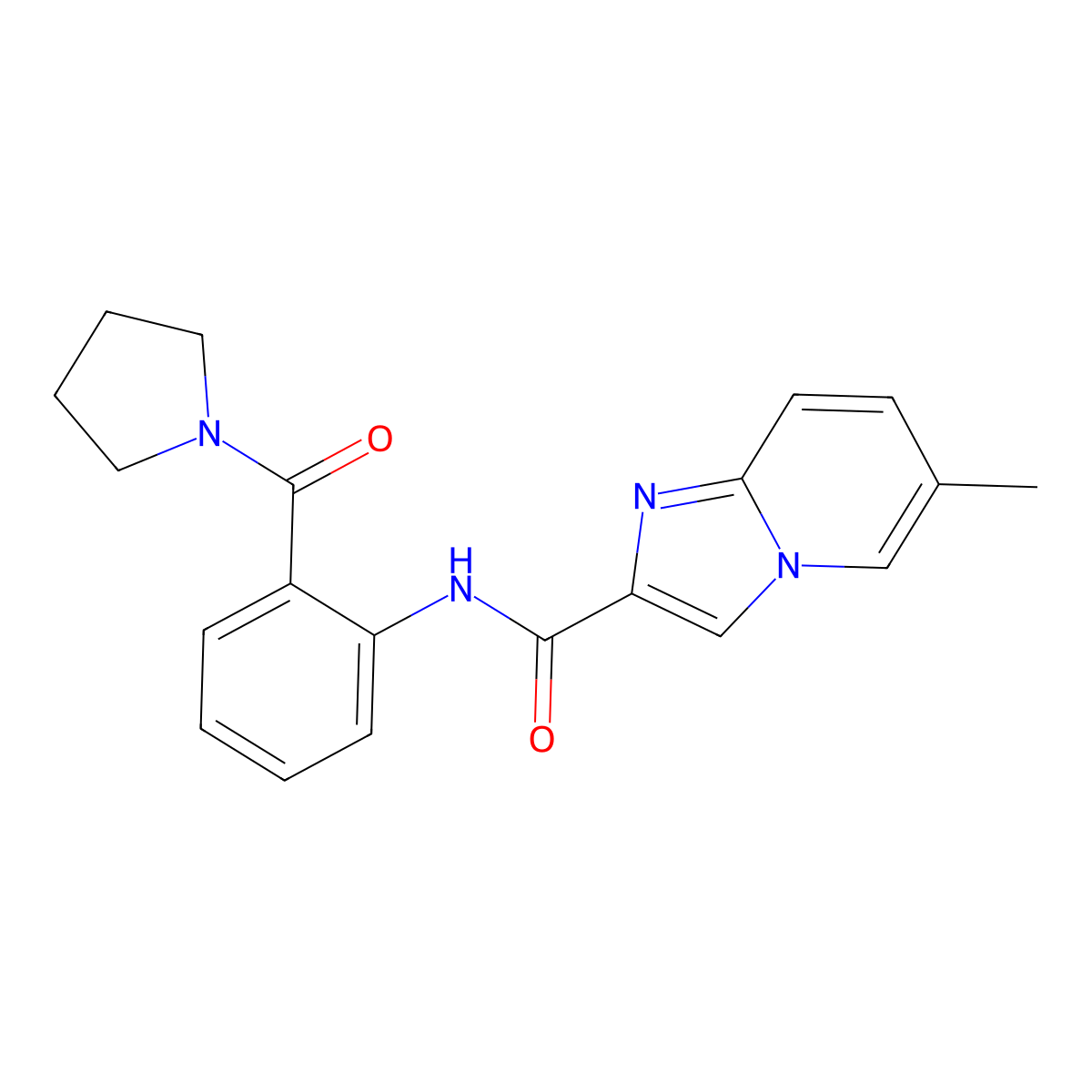 6-methyl-N-[2-(pyrrolidin-1-ylcarbonyl)phenyl]imidazo[1,2-a]pyridine-2-carboxamide molecular structure, CAS 1040697-11-7