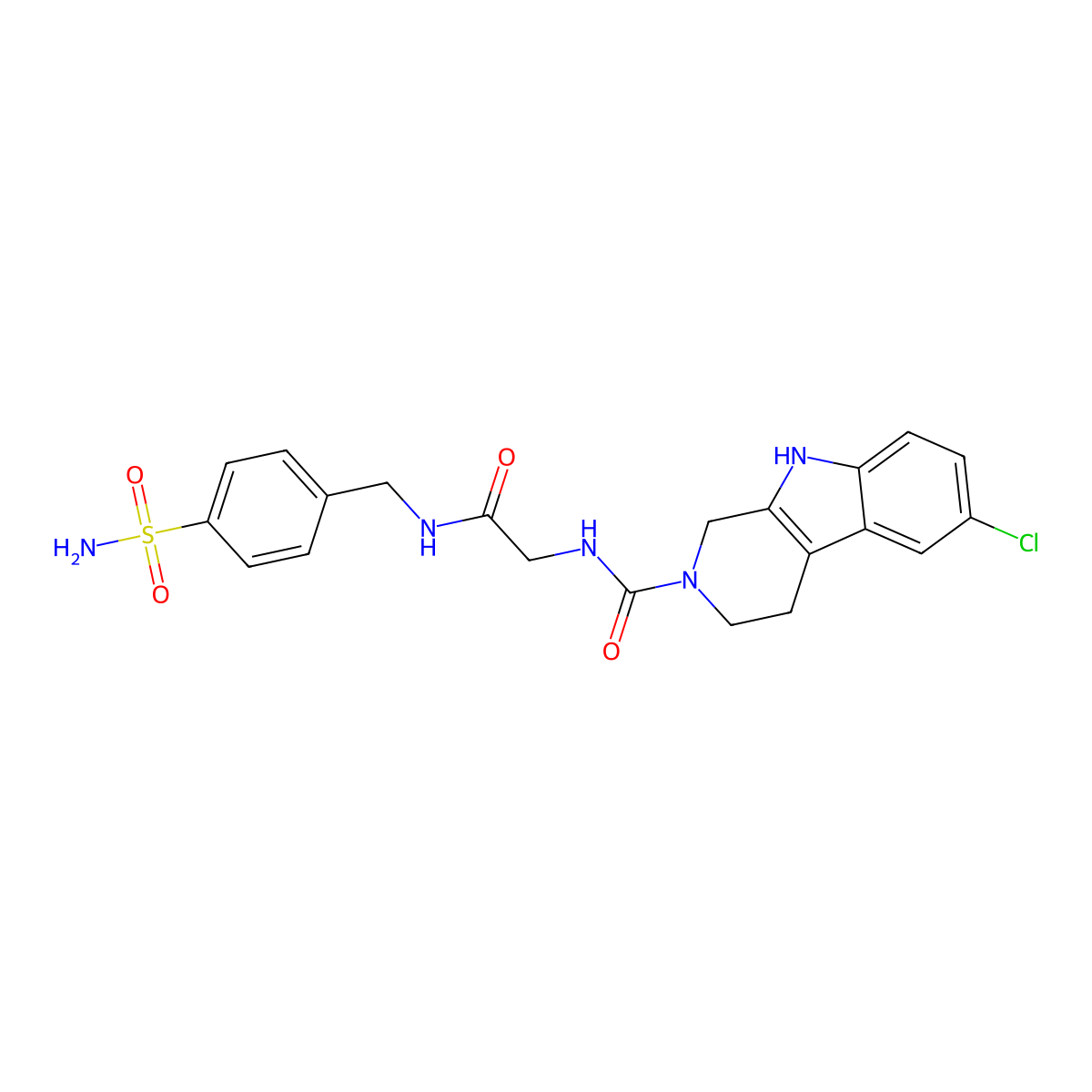 6-chloro-N-{2-oxo-2-[(4-sulfamoylbenzyl)amino]ethyl}-1,3,4,9-tetrahydro-2H-beta-carboline-2-carboxamide molecular structure, CAS 1040697-32-2