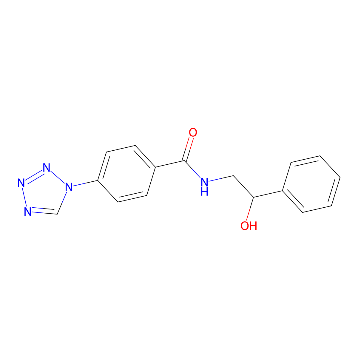 N-(2-hydroxy-2-phenylethyl)-4-(1H-tetrazol-1-yl)benzamide molecular structure, CAS 1040697-57-1