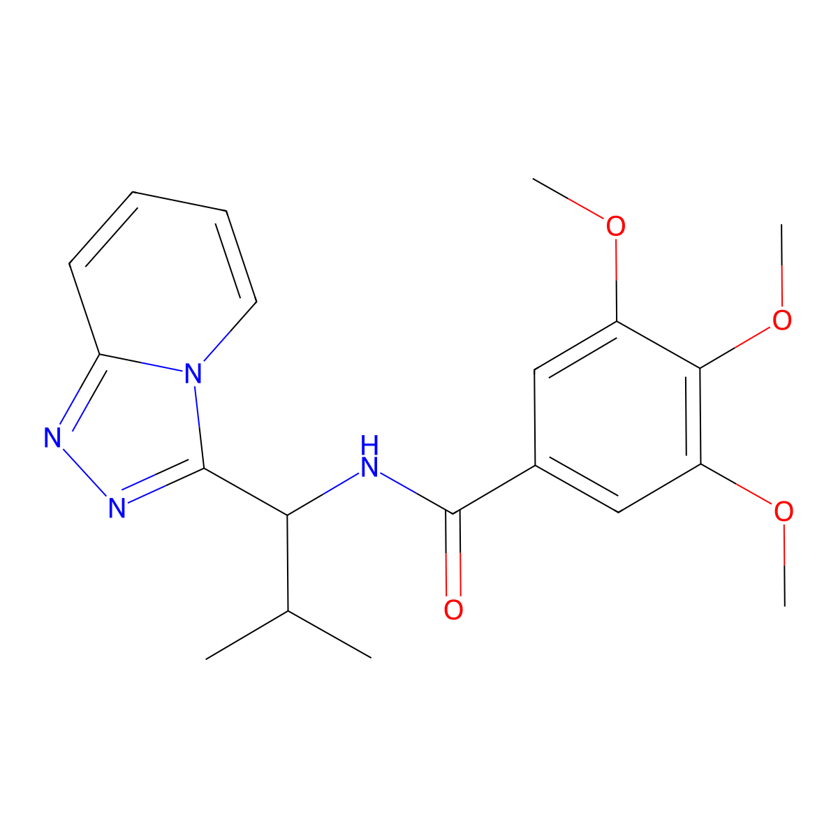 3,4,5-trimethoxy-N-[2-methyl-1-([1,2,4]triazolo[4,3-a]pyridin-3-yl)propyl]benzamide molecular structure, CAS 1040698-06-3
