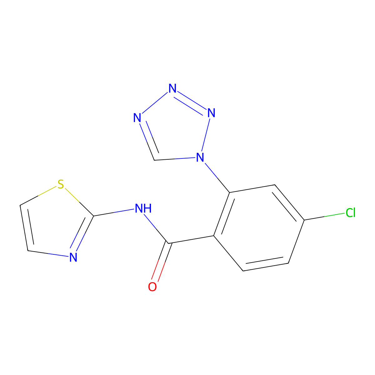 4-chloro-2-(1H-tetrazol-1-yl)-N-(1,3-thiazol-2-yl)benzamide molecular structure, CAS 1040698-08-5