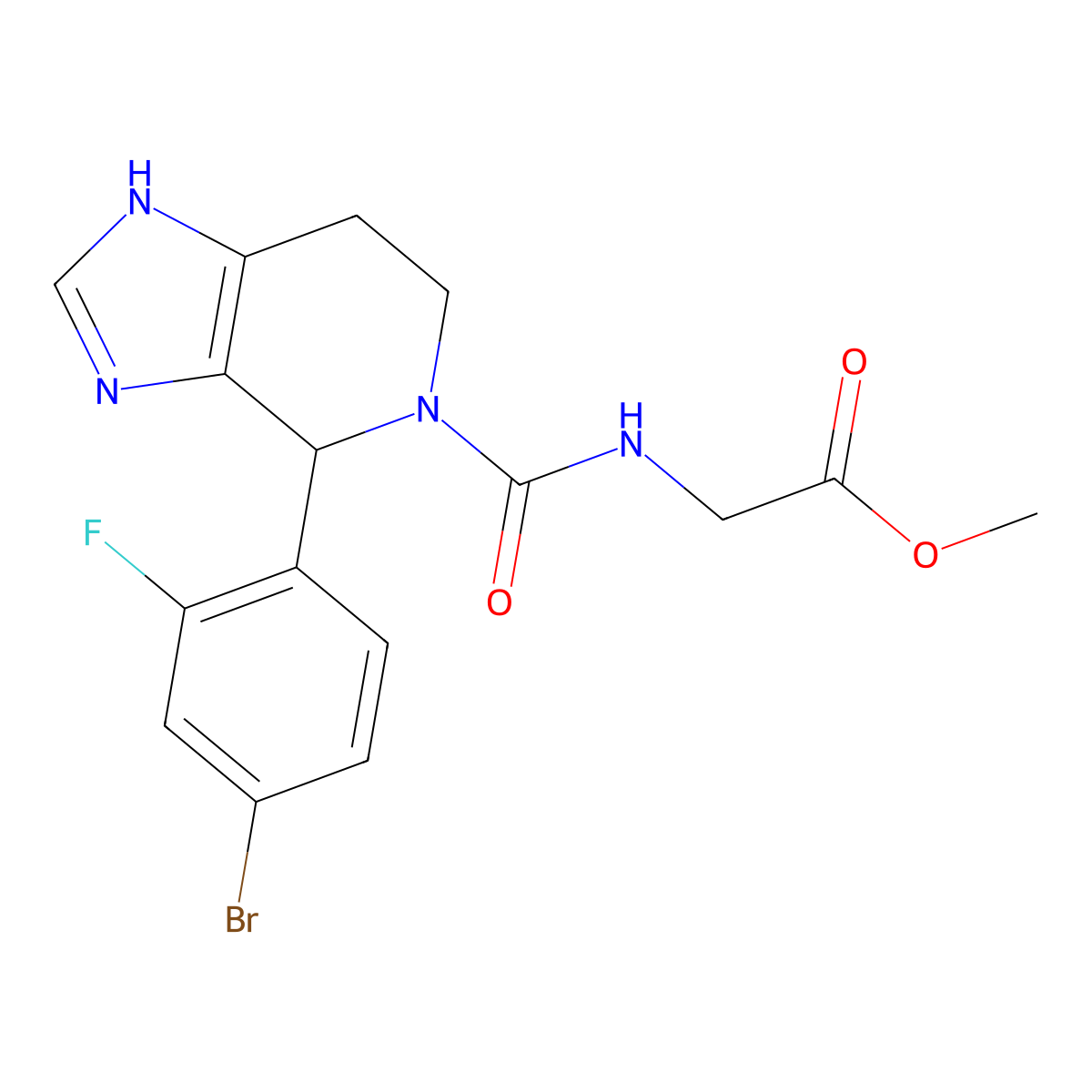 Methyl 2-[[4-(4-bromo-2-fluorophenyl)-1,4,6,7-tetrahydroimidazo[4,5-c]pyridine-5-carbonyl]amino]acetate molecular structure, CAS 1040698-40-5