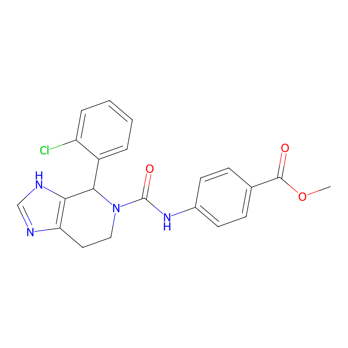 methyl 4-({[4-(2-chlorophenyl)-3,4,6,7-tetrahydro-5H-imidazo[4,5-c]pyridin-5-yl]carbonyl}amino)benzoate molecular structure, CAS 1040698-47-2