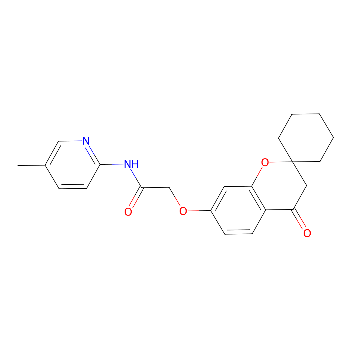 N-(5-methylpyridin-2-yl)-2-[(4-oxo-3,4-dihydrospiro[chromene-2,1'-cyclohexan]-7-yl)oxy]acetamide molecular structure, CAS 1040698-52-9