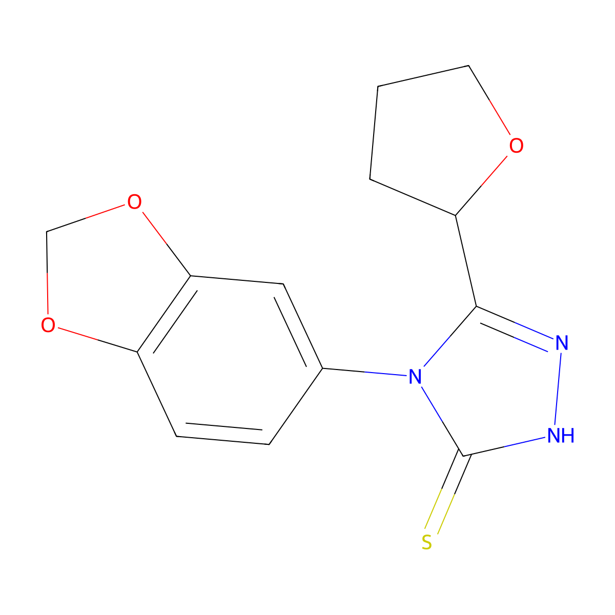 4-(2H-1,3-Benzodioxol-5-yl)-5-(oxolan-2-yl)-1,2,4-triazole-3-thiol molecular structure, CAS 1040698-83-6