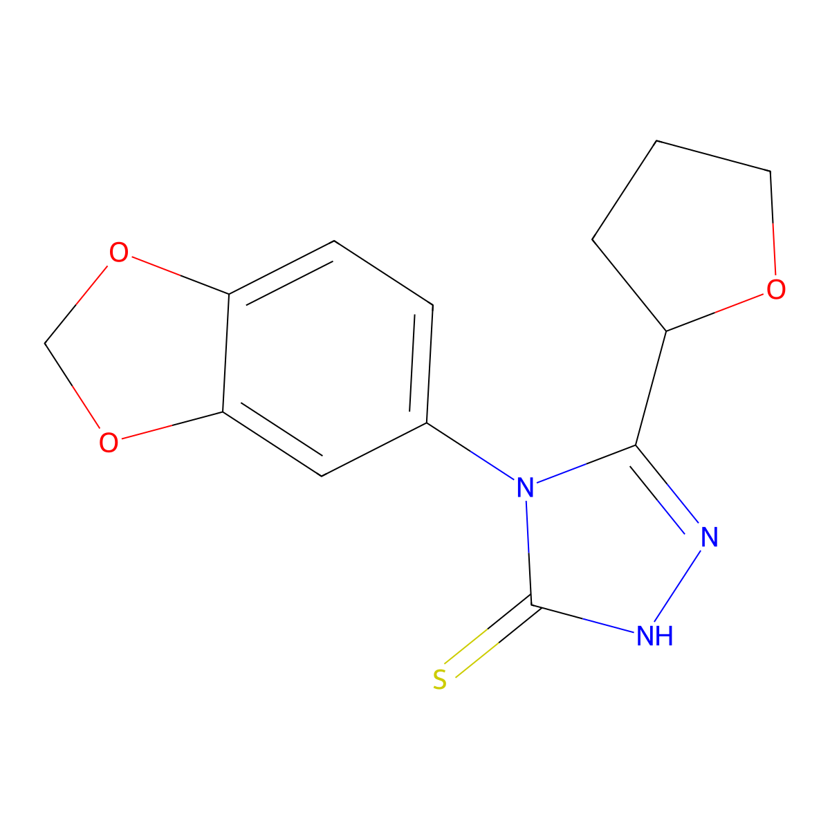4-(2H-1,3-Benzodioxol-5-yl)-5-(oxolan-2-yl)-1,2,4-triazole-3-thiol molecular structure, CAS 1040698-83-6