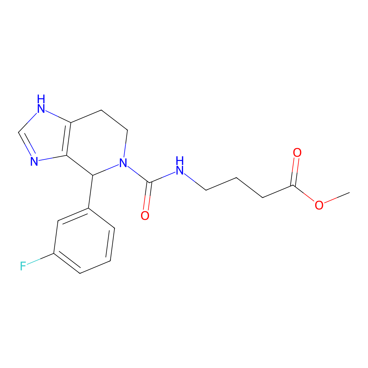 methyl 4-({[4-(3-fluorophenyl)-1,4,6,7-tetrahydro-5H-imidazo[4,5-c]pyridin-5-yl]carbonyl}amino)butanoate molecular structure, CAS 1040699-46-4