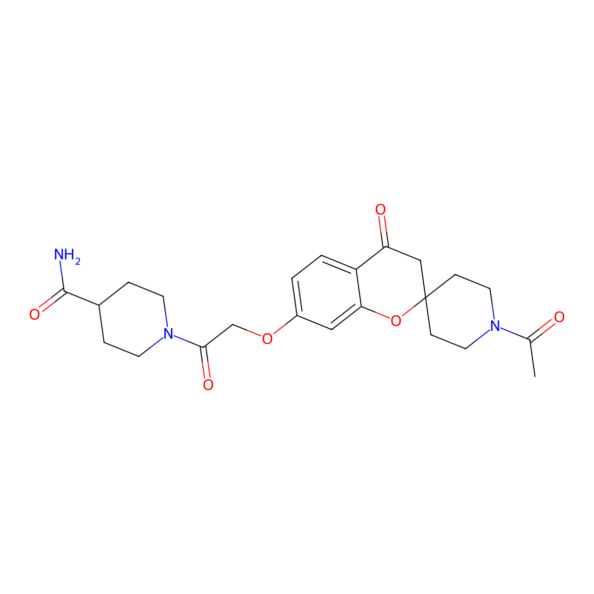1-{[(1'-Acetyl-4-oxo-3,4-dihydrospiro[chromene-2,4'-piperidin]-7-yl)oxy]acetyl}piperidine-4-carboxamide molecular structure, CAS 1040699-62-4