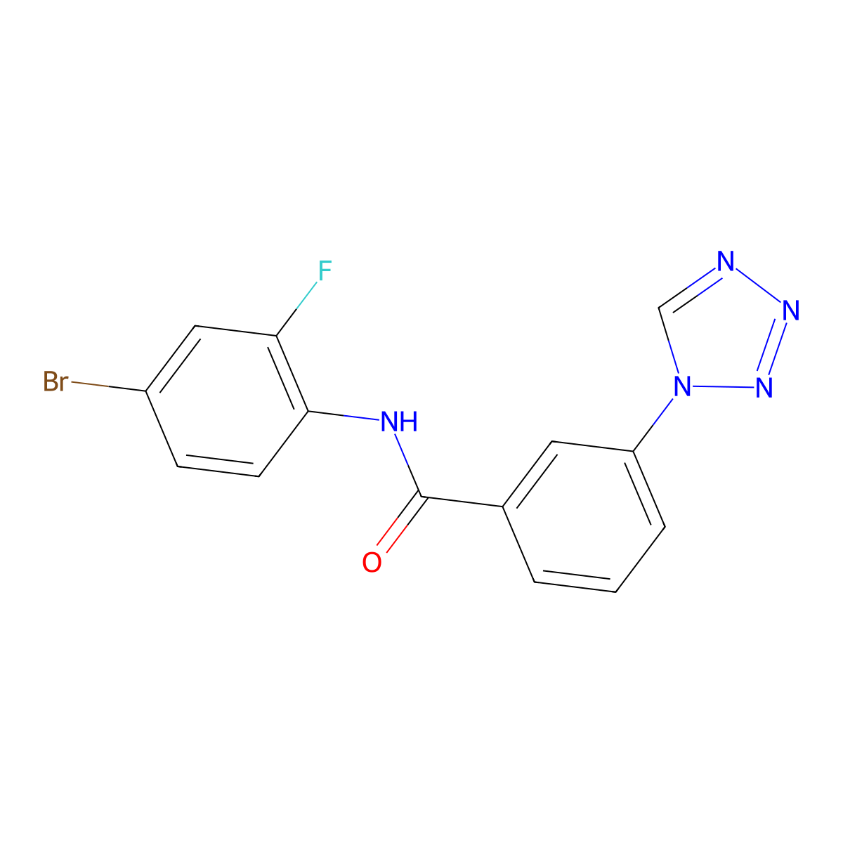 N-(4-bromo-2-fluorophenyl)-3-(1H-tetrazol-1-yl)benzamide molecular structure, CAS 1040699-68-0