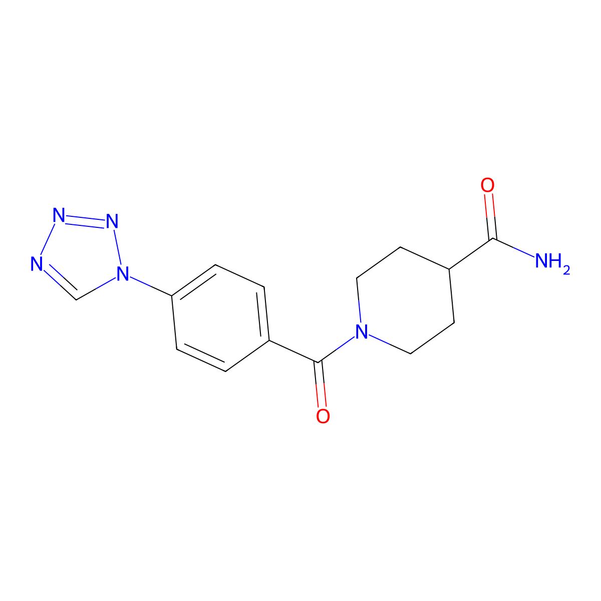 1-[4-(1H-tetrazol-1-yl)benzoyl]piperidine-4-carboxamide molecular structure, CAS 1040699-71-5
