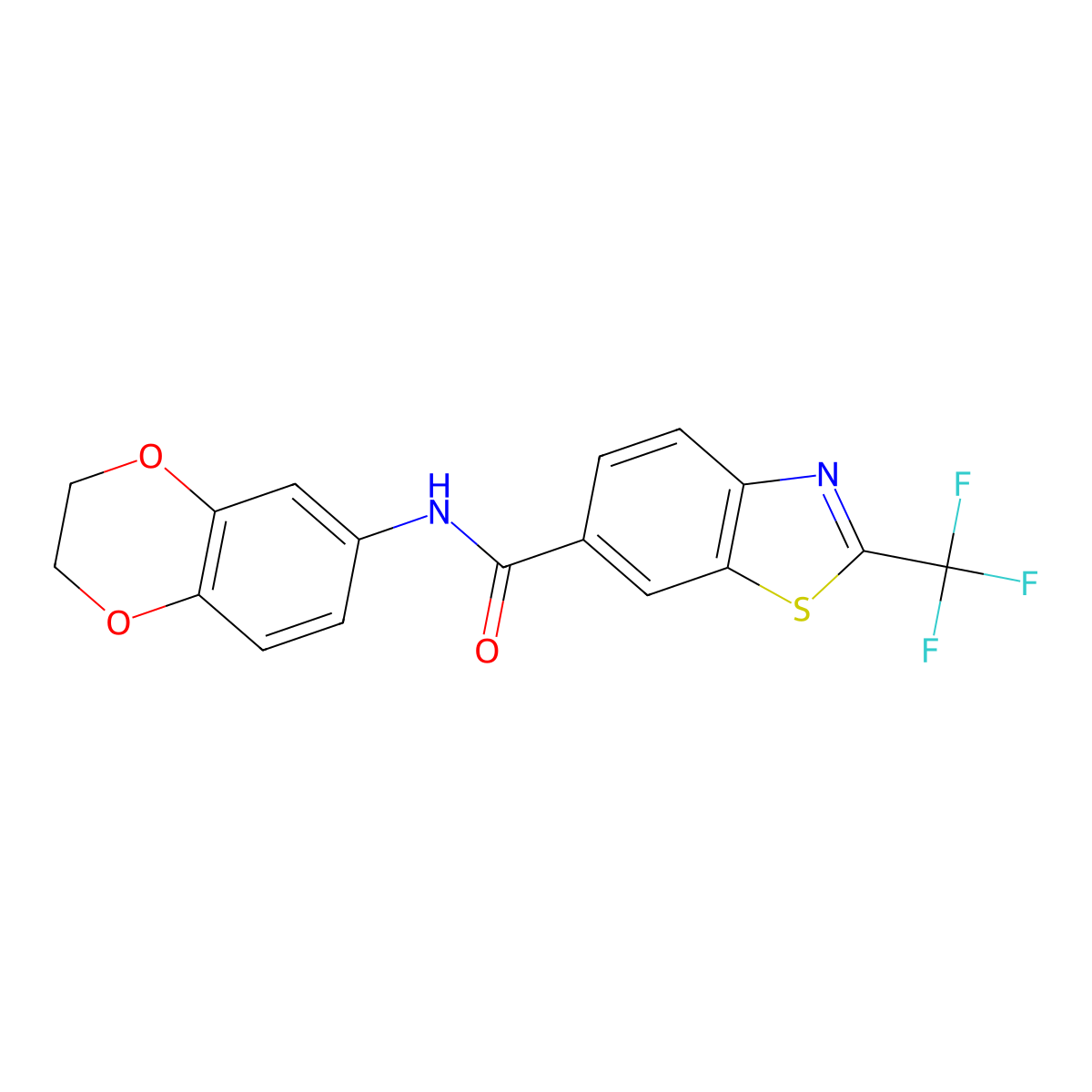 N-(2,3-dihydro-1,4-benzodioxin-6-yl)-2-(trifluoromethyl)-1,3-benzothiazole-6-carboxamide molecular structure, CAS 1040700-09-1