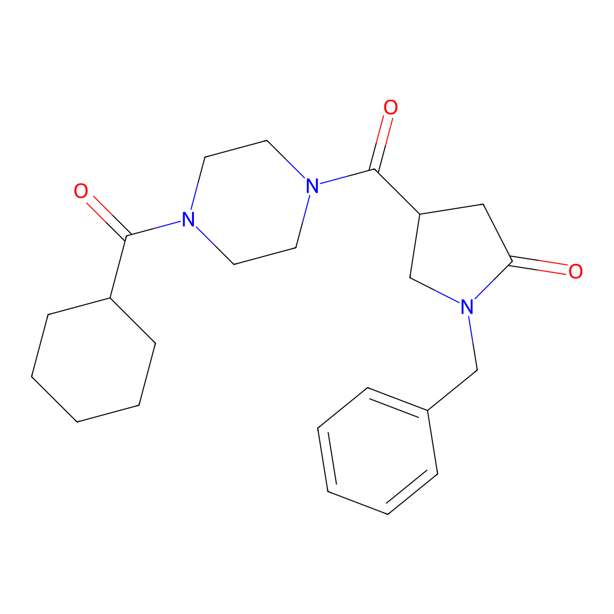 1-Benzyl-4-{[4-(cyclohexylcarbonyl)piperazin-1-yl]carbonyl}pyrrolidin-2-one molecular structure, CAS 1040700-10-4
