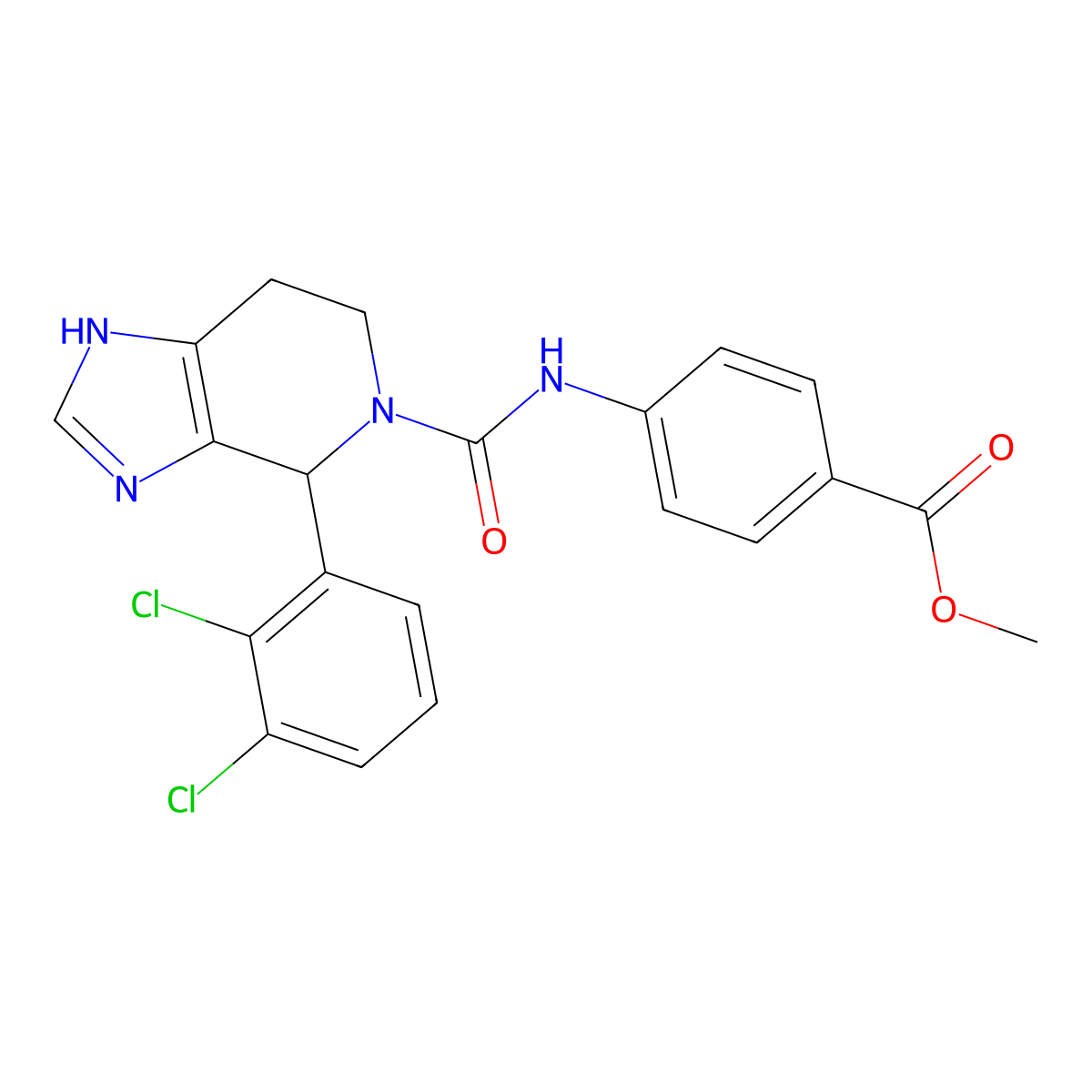 methyl 4-({[4-(2,3-dichlorophenyl)-3,4,6,7-tetrahydro-5H-imidazo[4,5-c]pyridin-5-yl]carbonyl}amino)benzoate molecular structure, CAS 1040700-11-5